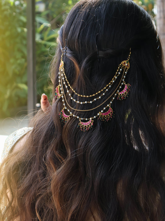 Ebba Multilayered Pink-Green Hair Accessory