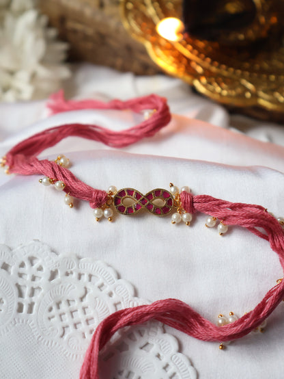 Khair Pink Kundan Rakhi