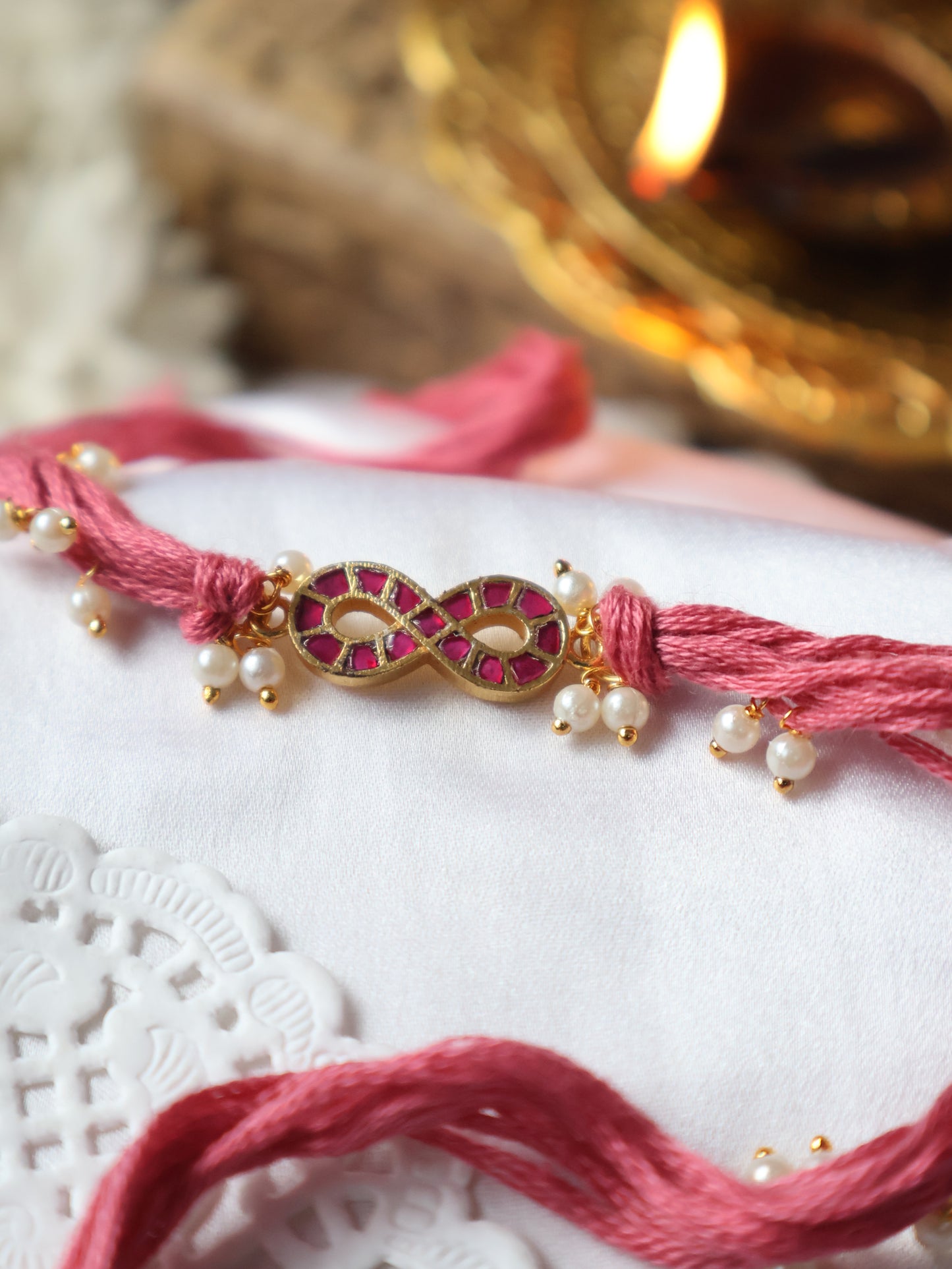 Khair Pink Kundan Rakhi