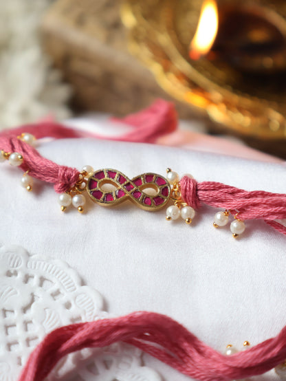 Khair Pink Kundan Rakhi