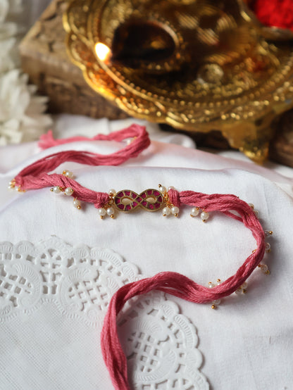 Khair Pink Kundan Rakhi
