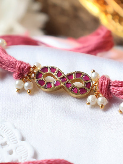 Khair Pink Kundan Rakhi