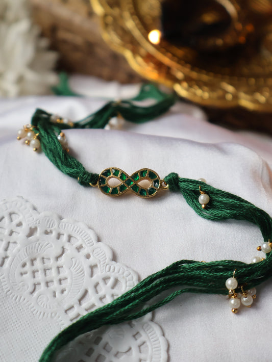 Khair Green Kundan Rakhi