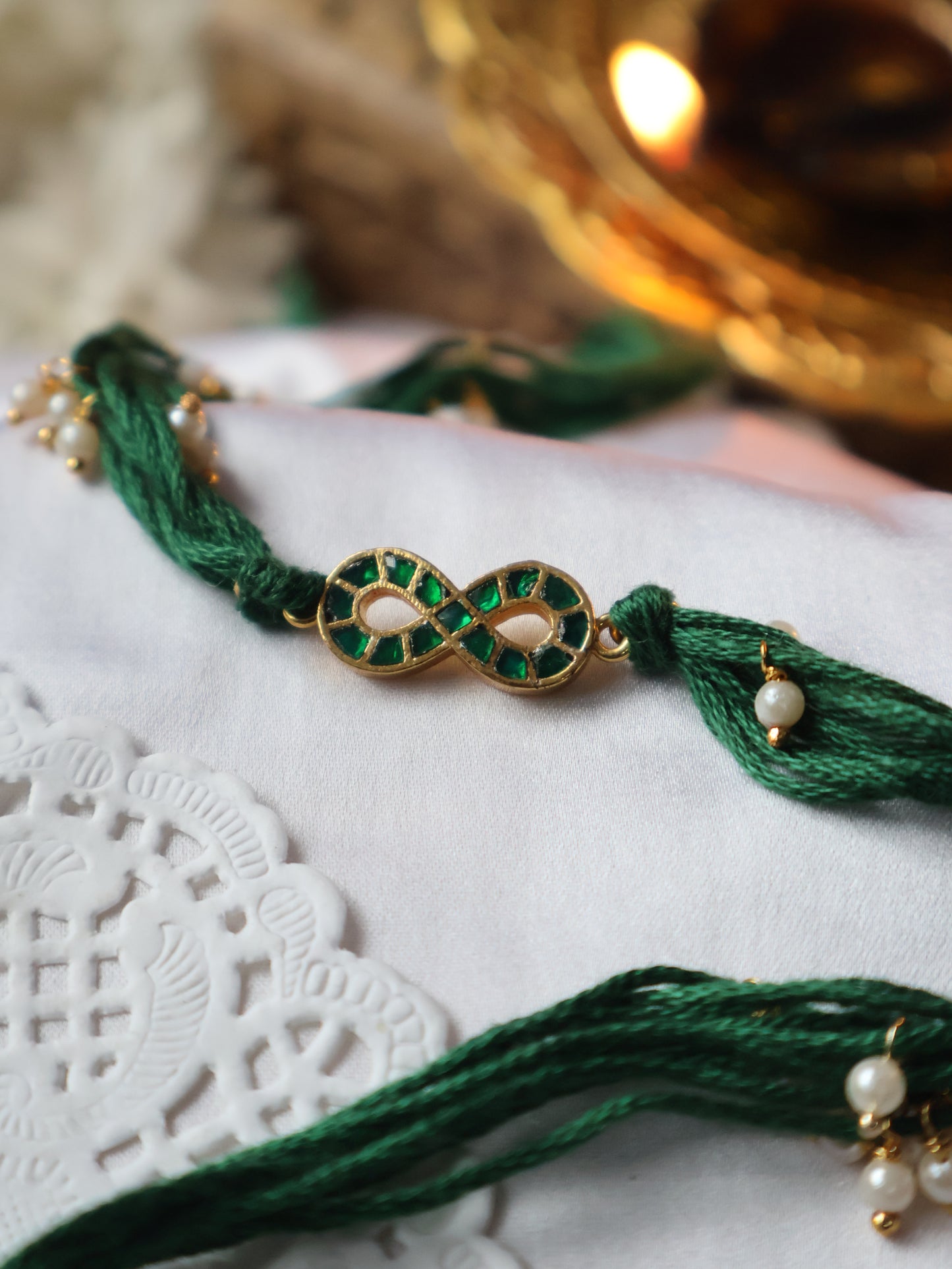 Khair Green Kundan Rakhi