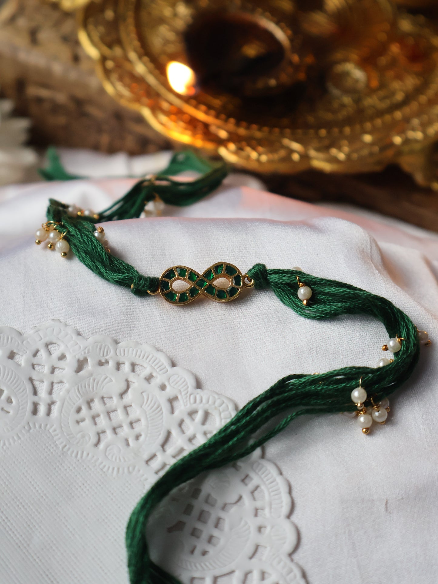Khair Green Kundan Rakhi