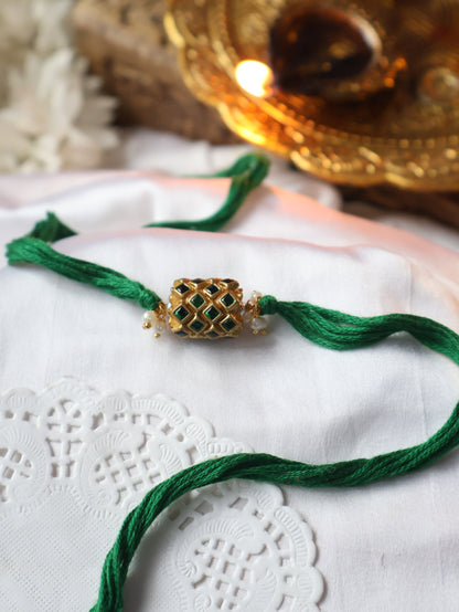 Keshav Green Kundan Rakhi
