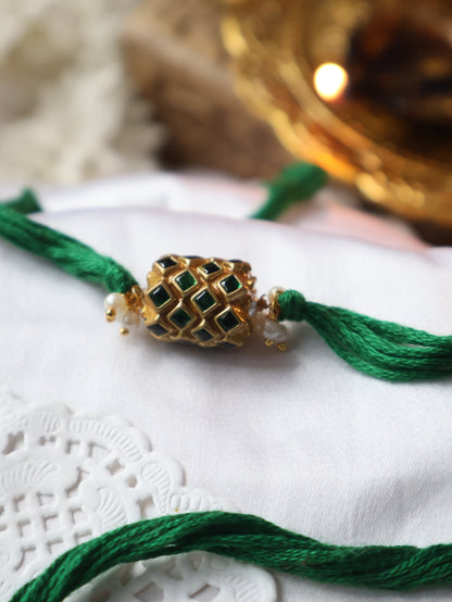 Keshav Green Kundan Rakhi