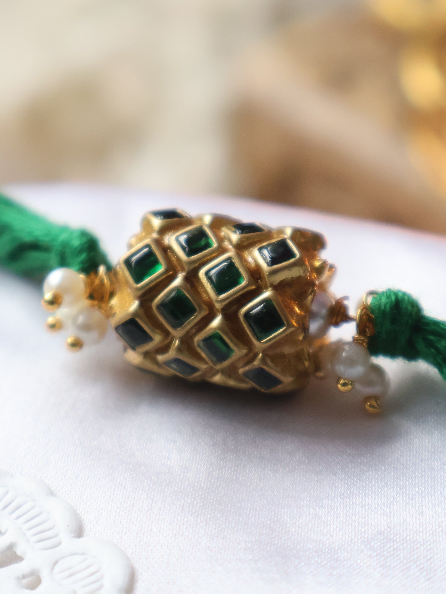 Keshav Green Kundan Rakhi