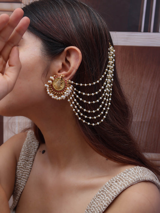 Mayur Kundan Earchain Earrings