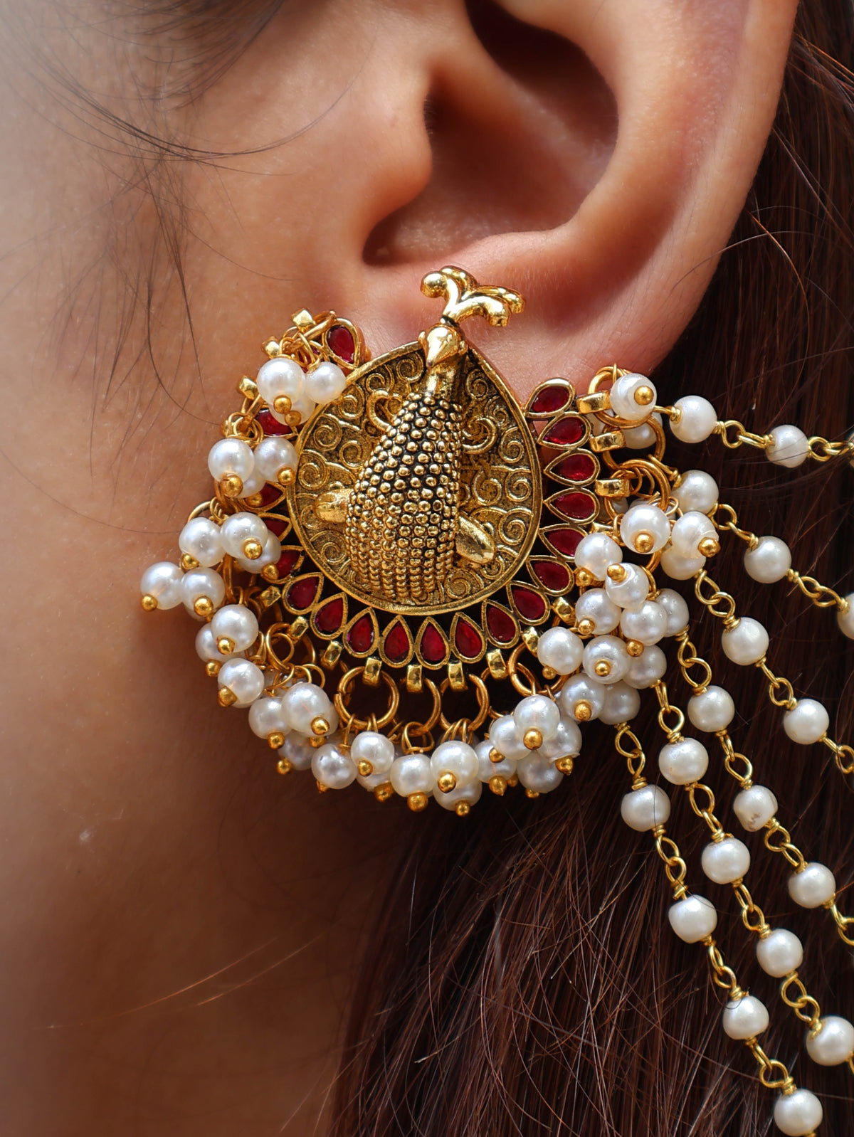 Mayur Kundan Earchain Earrings