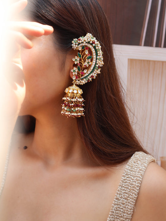 Mavis Multicolored Kundan Ear-Cuff Earrings