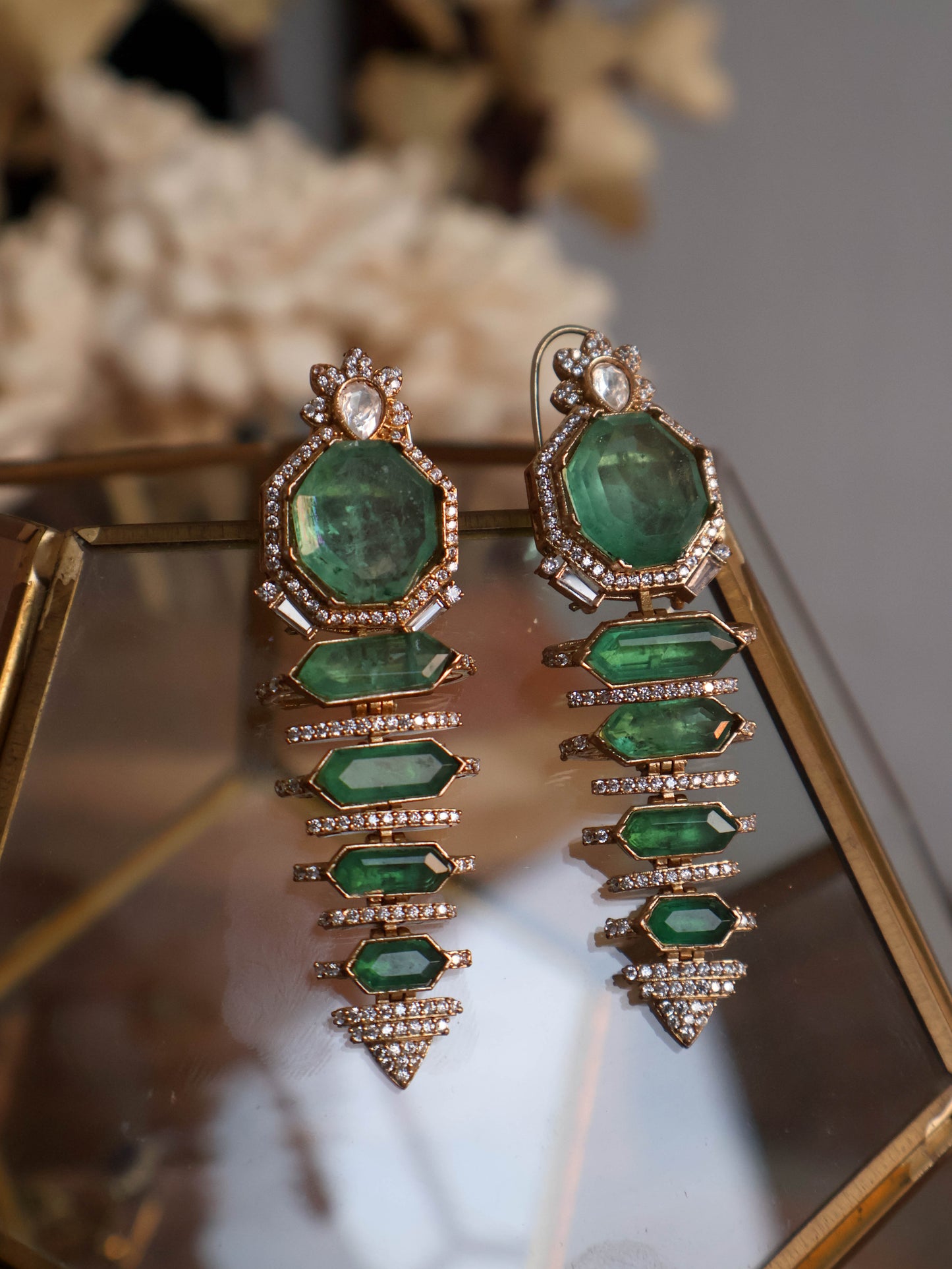 Azeela Mint Green Polki Earrings