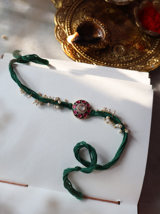 Eshal Red Polki Rakhi