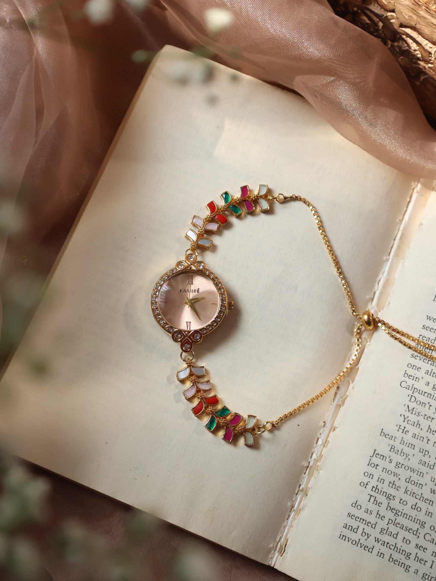 Sahina Multicoloured Kundan Wrist Watch