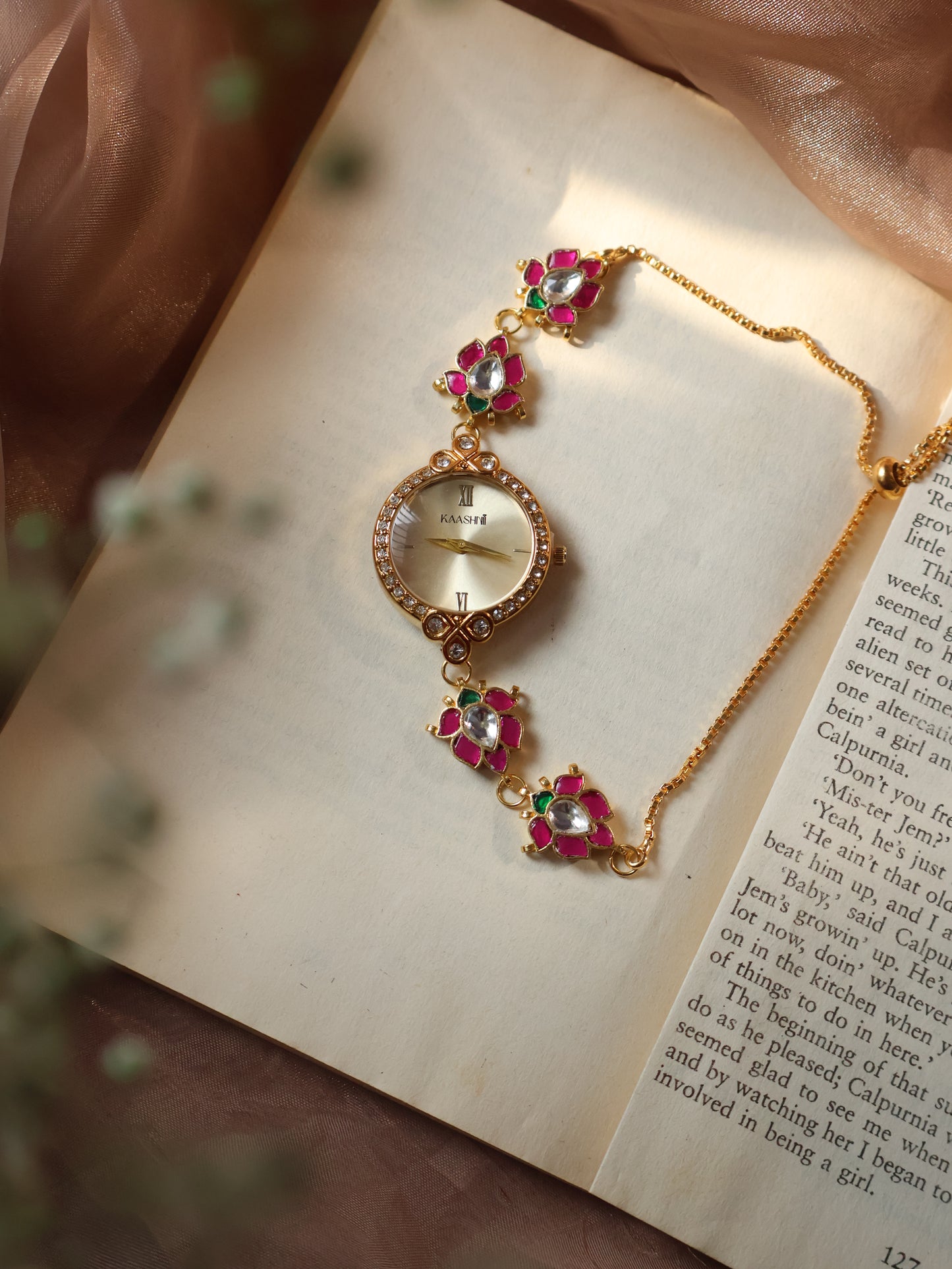 Gulab Kundan Wrist Watch