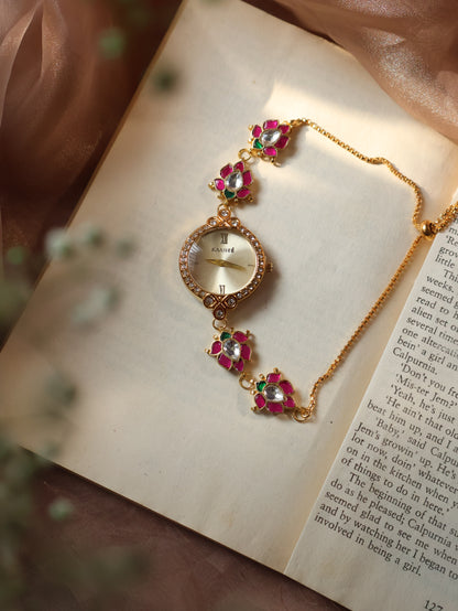 Gulab Kundan Wrist Watch