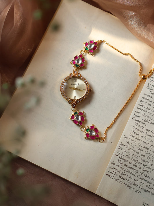 Gulab Kundan Wrist Watch