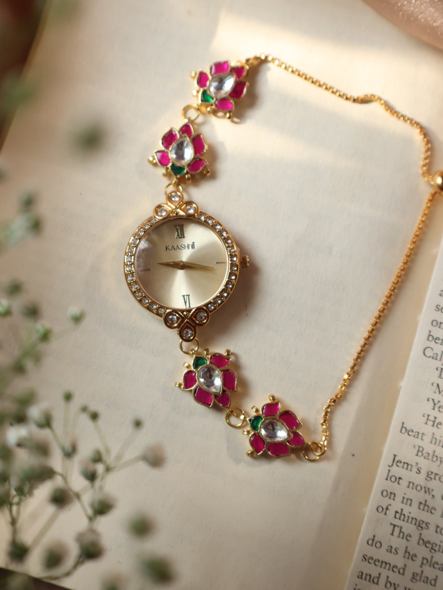 Gulab Kundan Wrist Watch