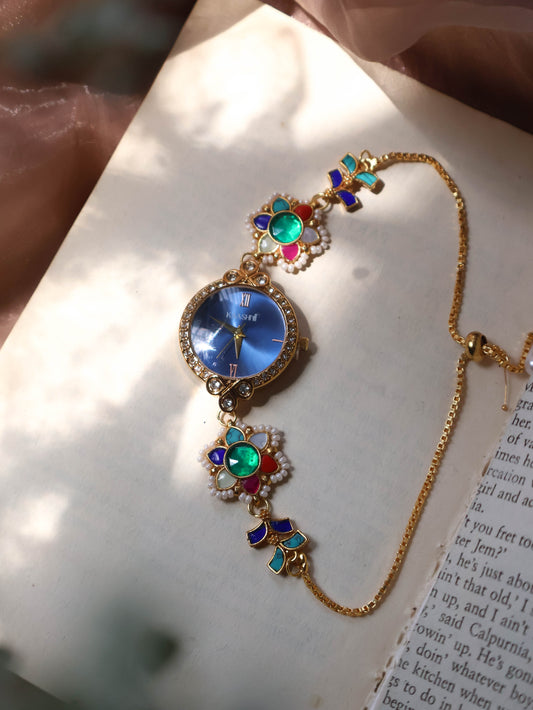 Derya Multicolored Kundan Wrist Watch