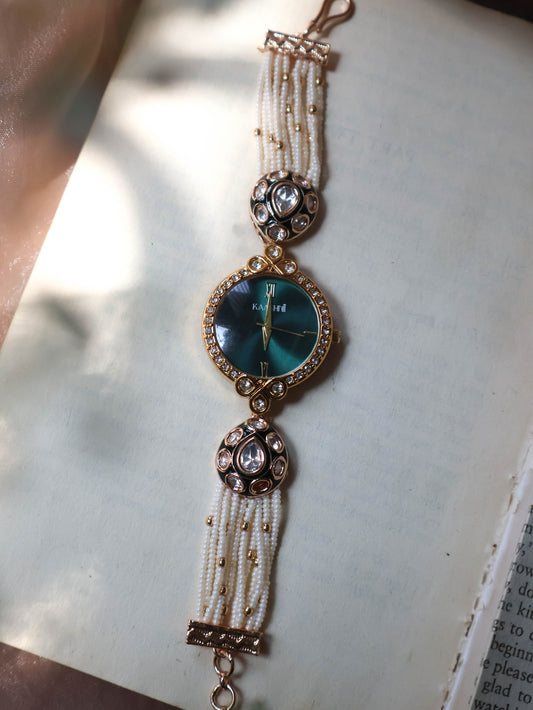 Azure Polki Meenakari Wrist Watch