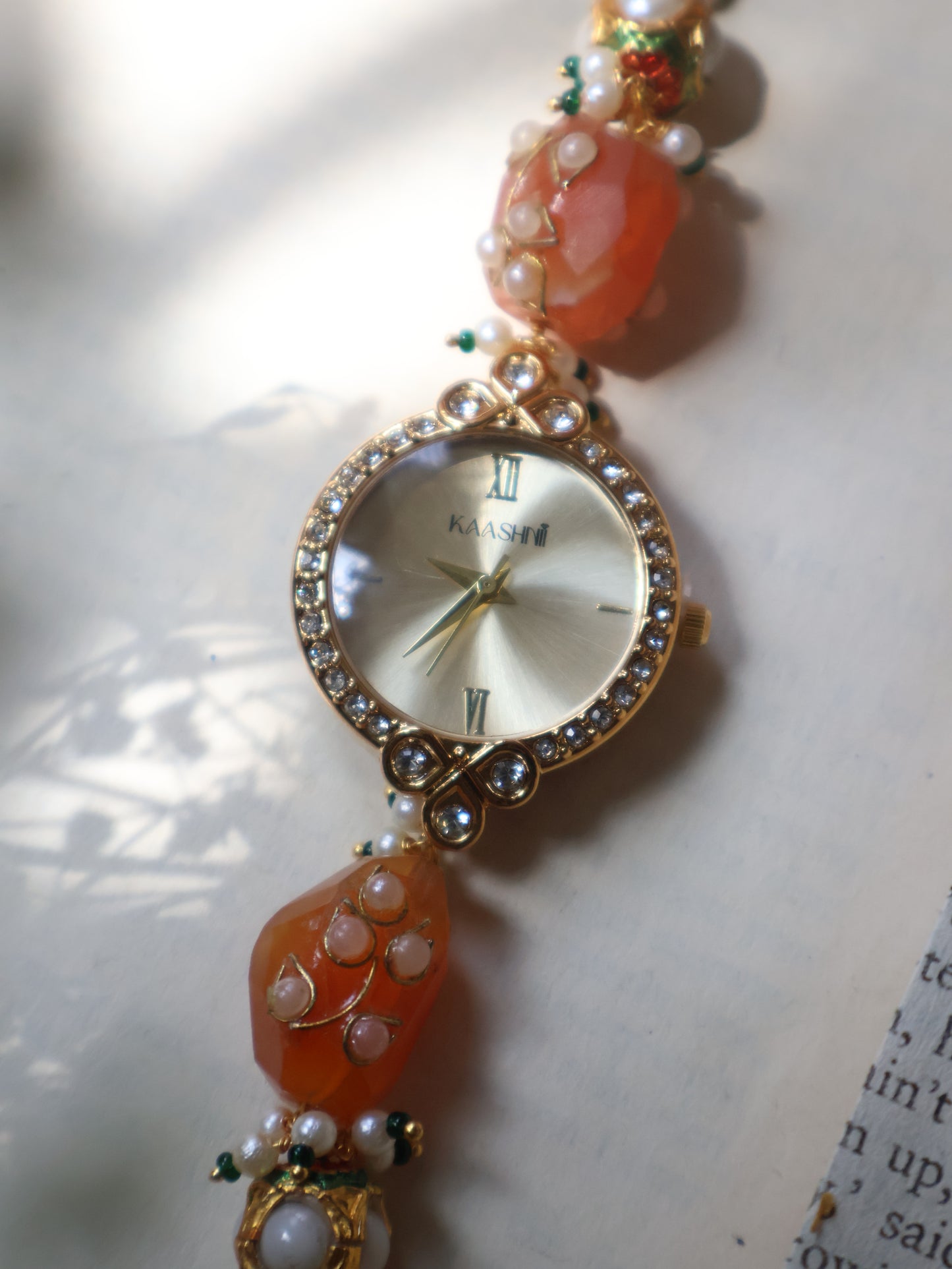 Sun Shine Kundan Wrist Watch