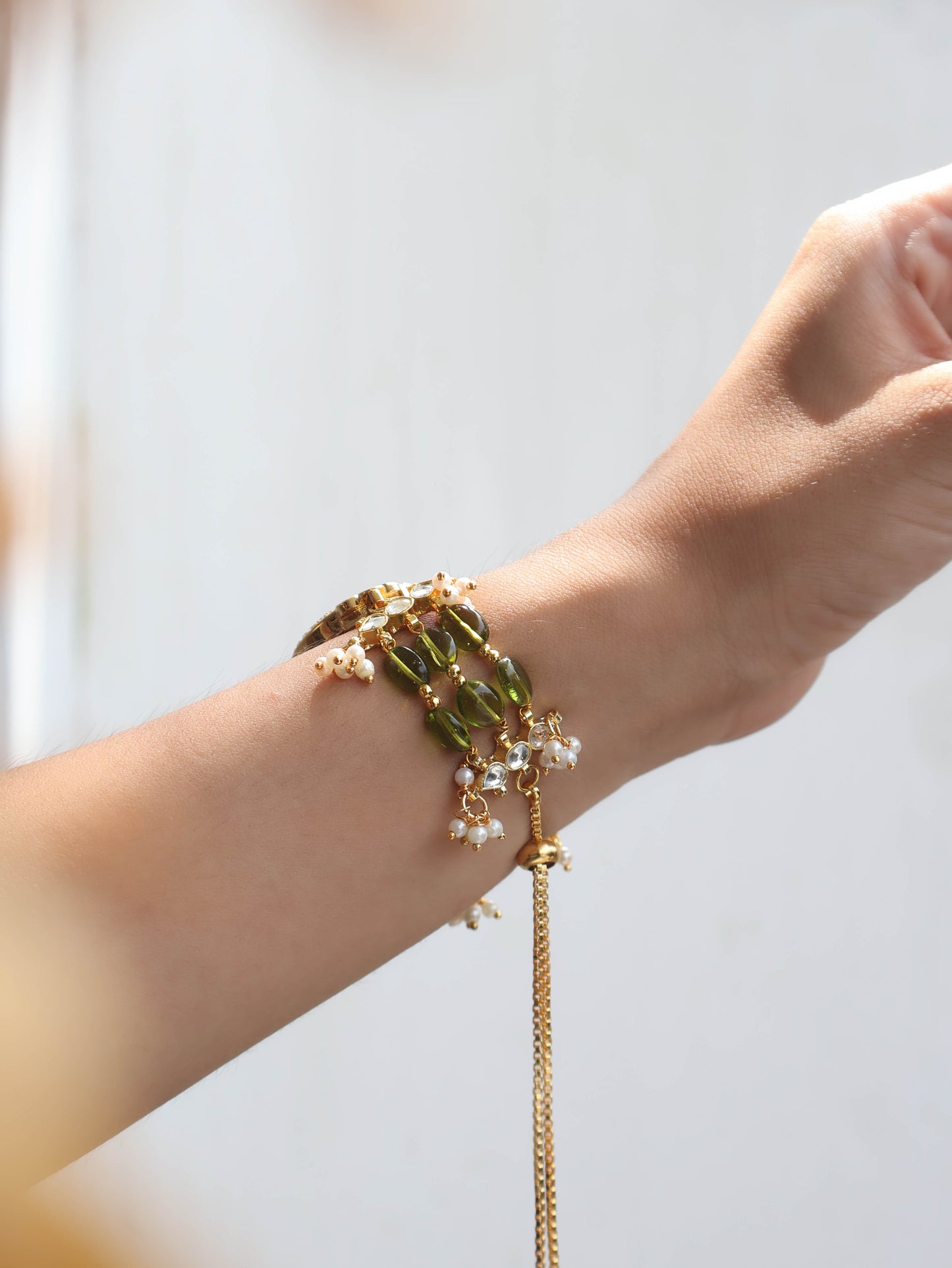 Canna Kundan Pearl Wrist Watch