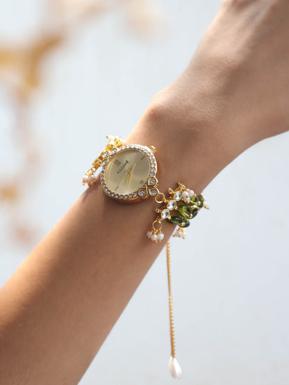 Canna Kundan Pearl Wrist Watch