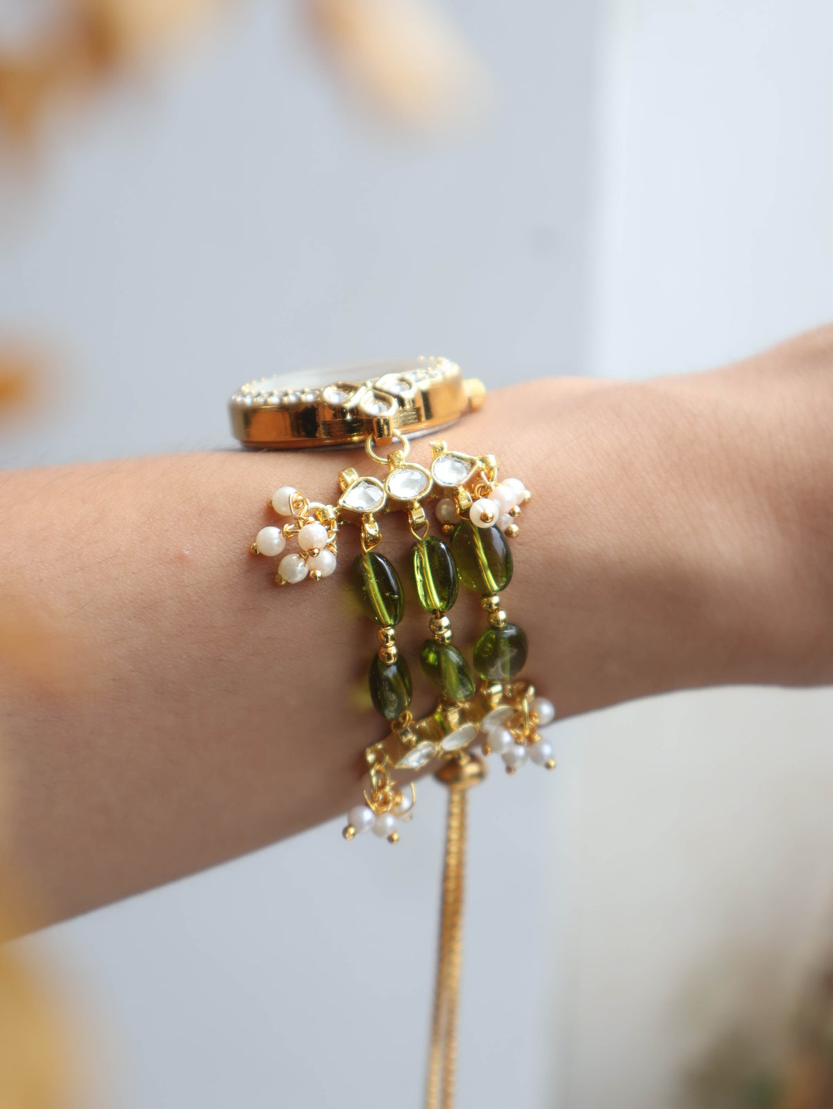 Canna Kundan Pearl Wrist Watch