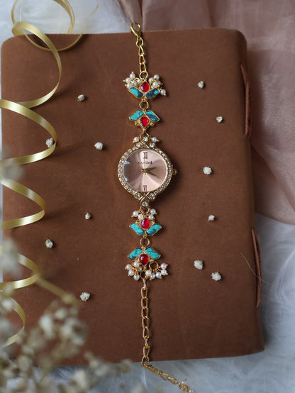 Ember Turquoise Kundan Wrist Watch