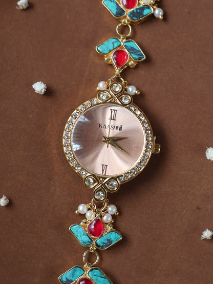 Ember Turquoise Kundan Wrist Watch