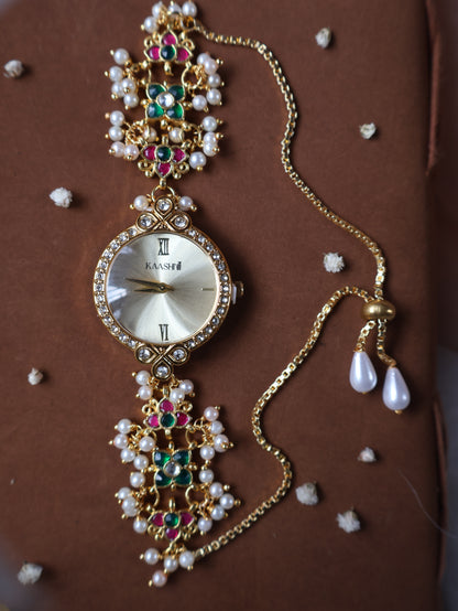 Aviva Pink Kundan Wrist Watch