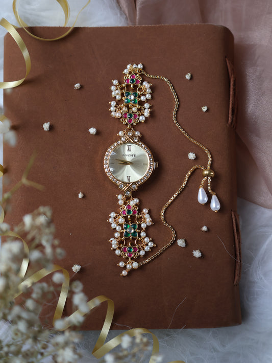 Aviva Pink Kundan Wrist Watch