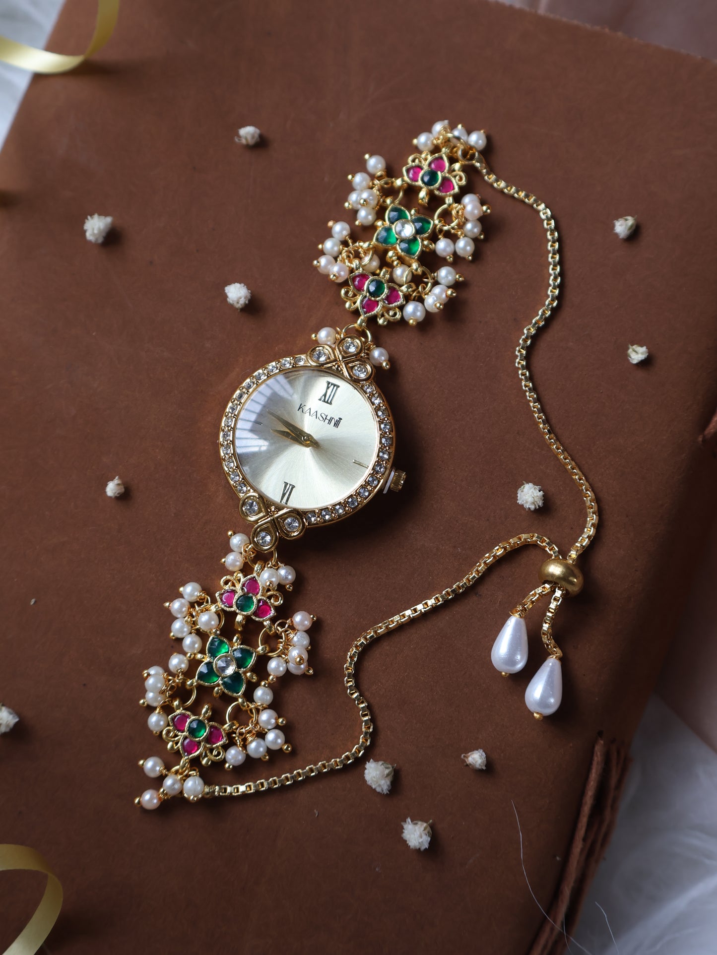 Aviva Pink Kundan Wrist Watch
