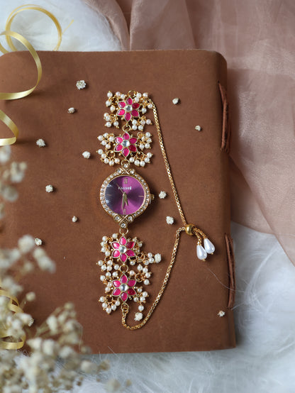 Lego Purple Kundan Wrist Watch