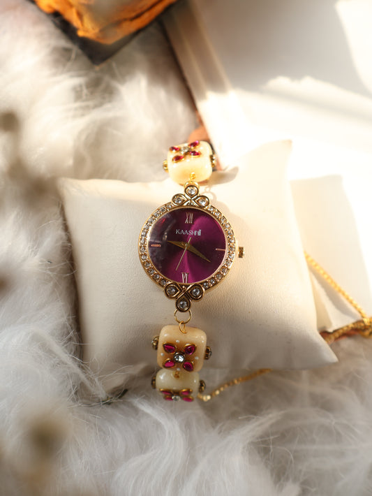Katniss Kundan Wrist Watch