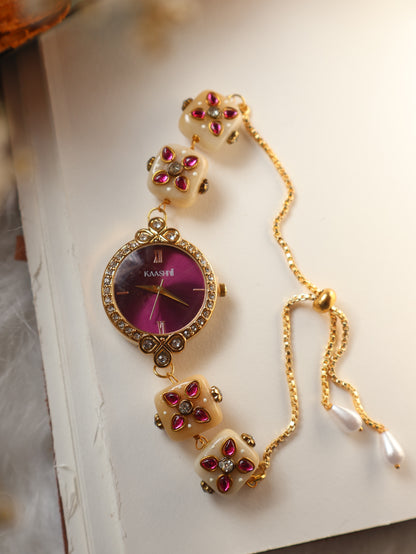 Katniss Kundan Wrist Watch