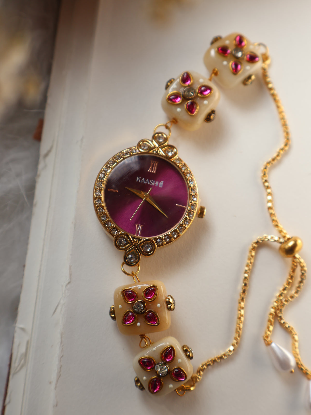 Katniss Kundan Wrist Watch