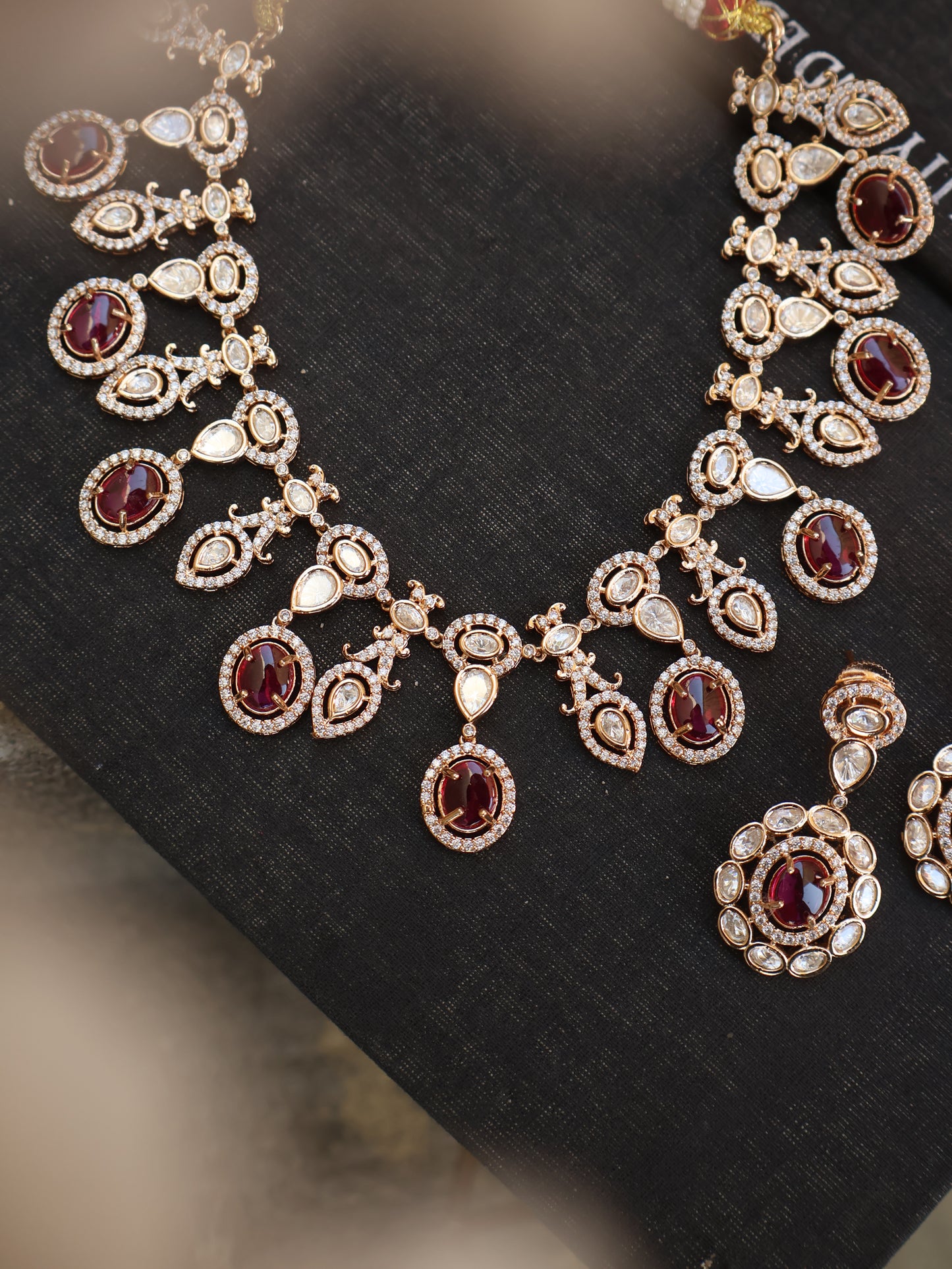 Kaashvi Red Polki Necklace Set