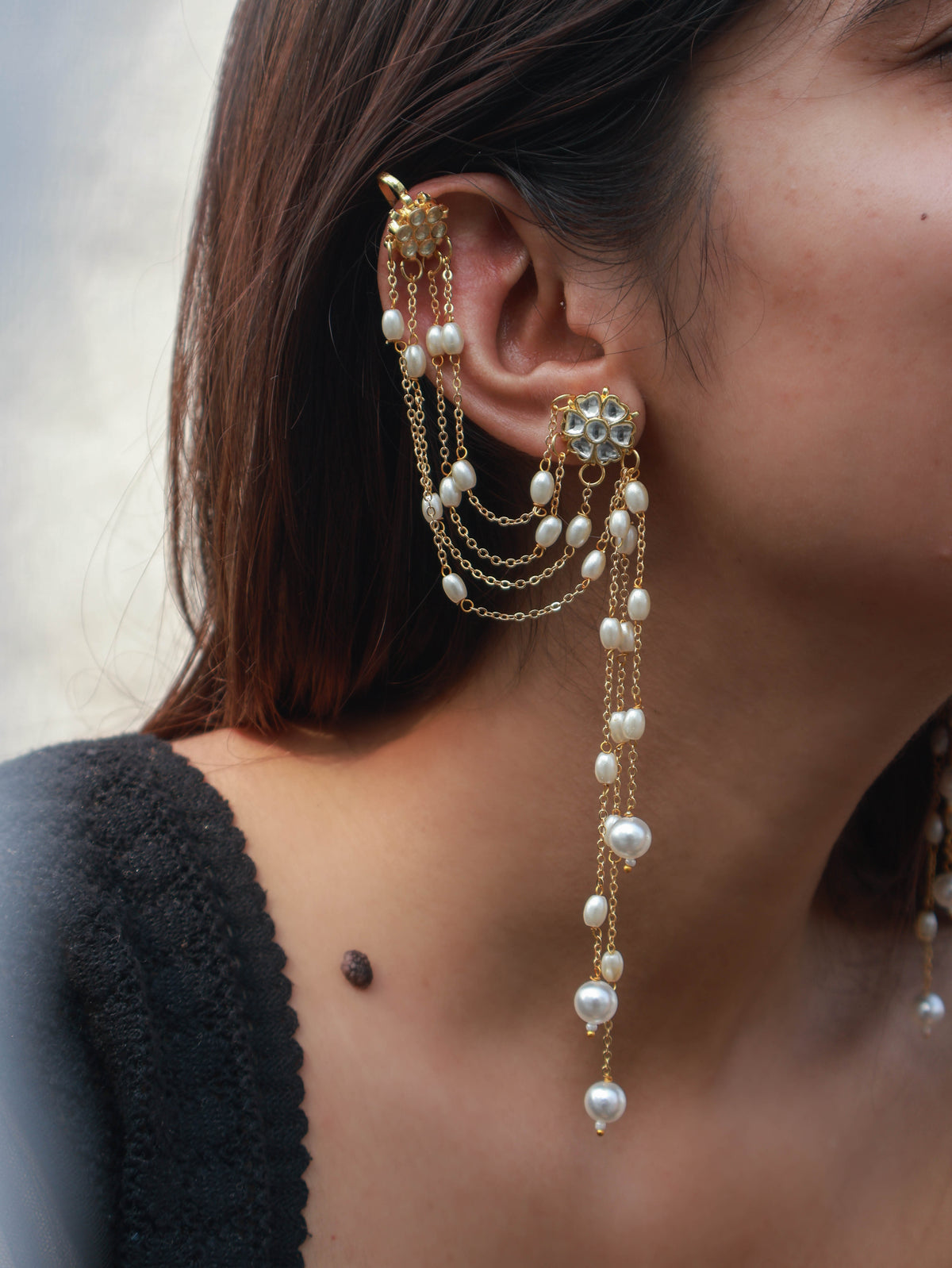 Dhanvi Kundan Earcuff Earrings