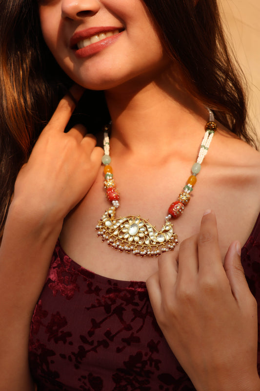 Ikdanta Multicolored Kundan Necklace