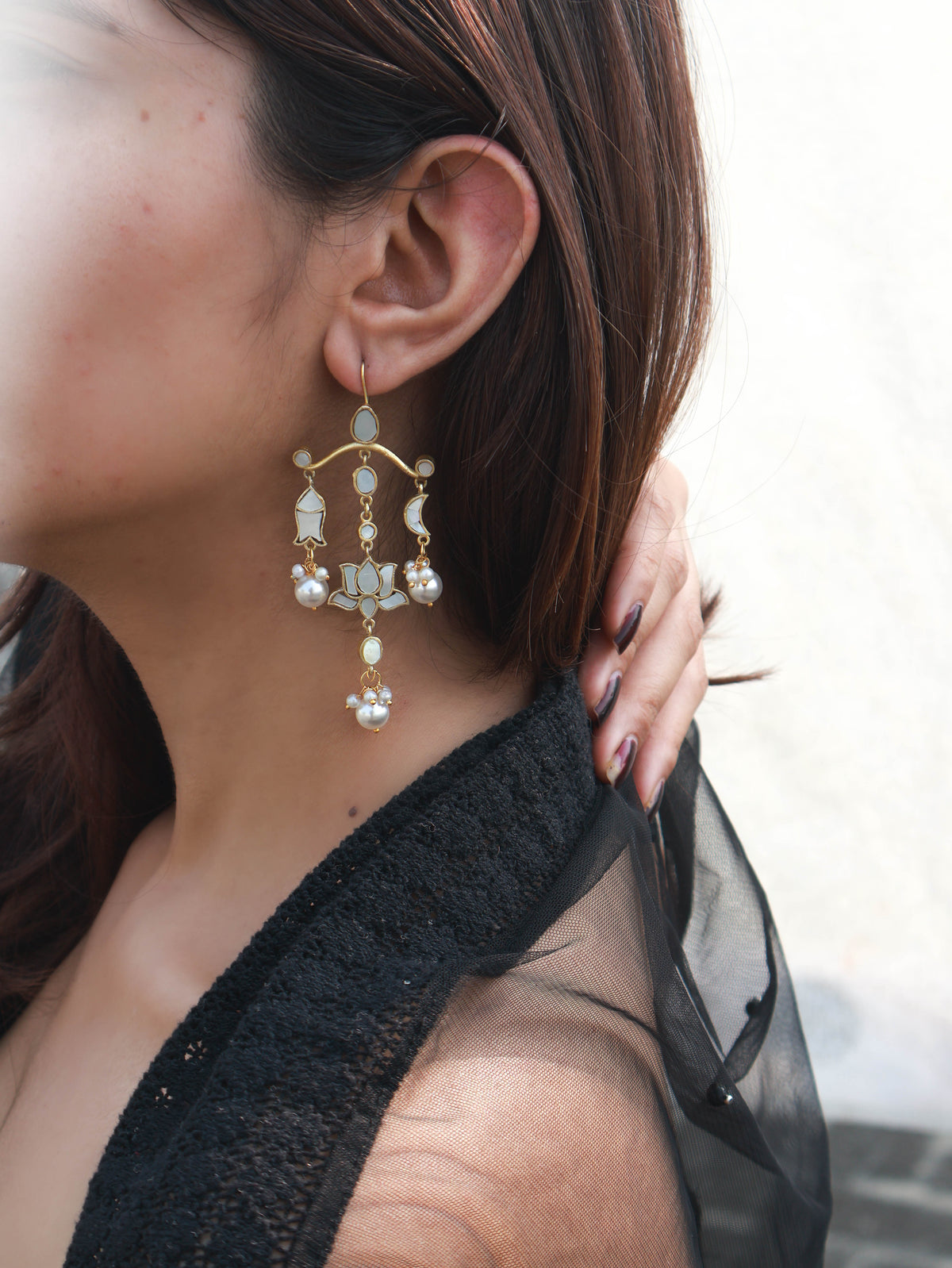 Mave Pearl Kundan Earrings