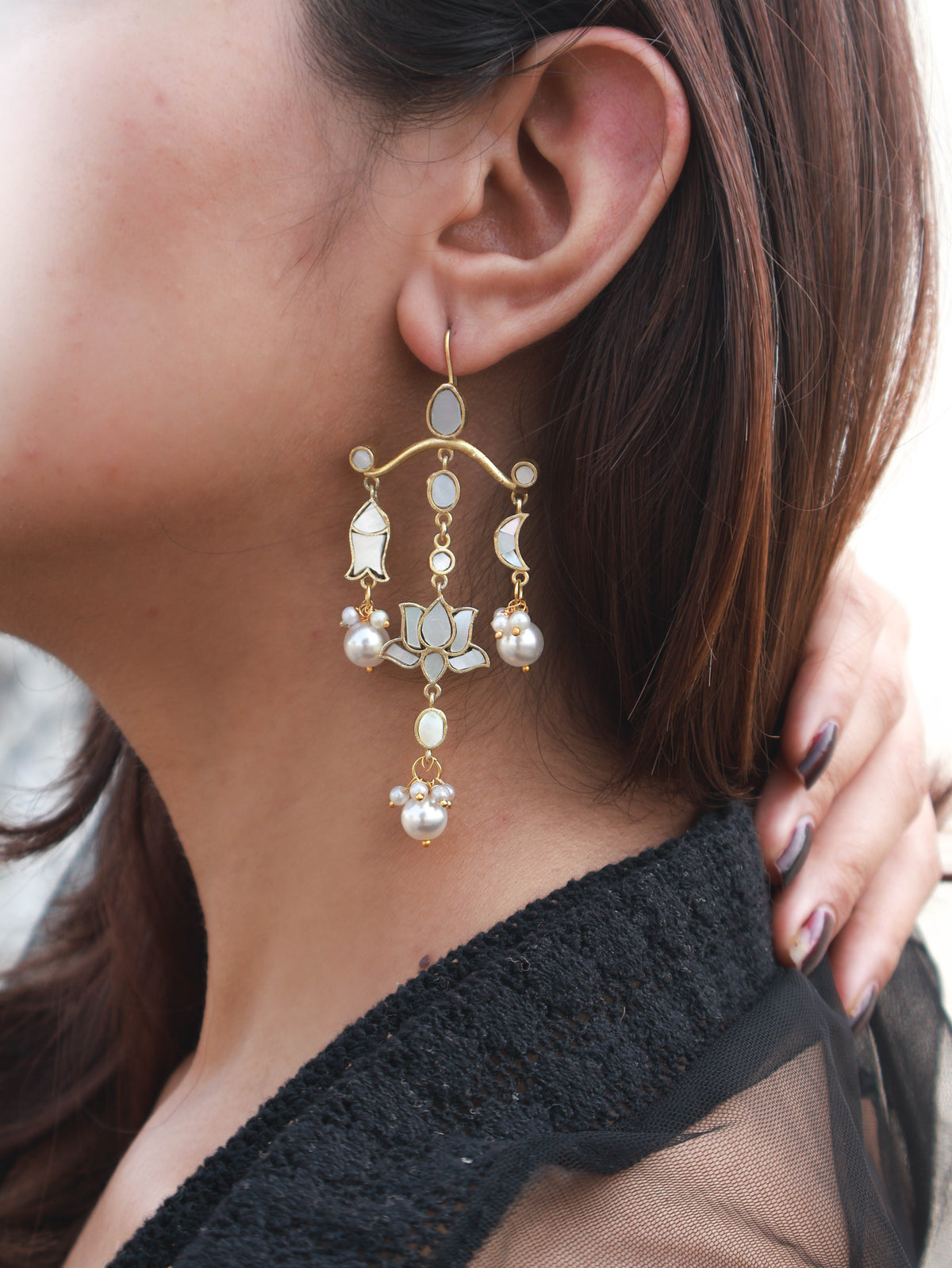 Mave Pearl Kundan Earrings