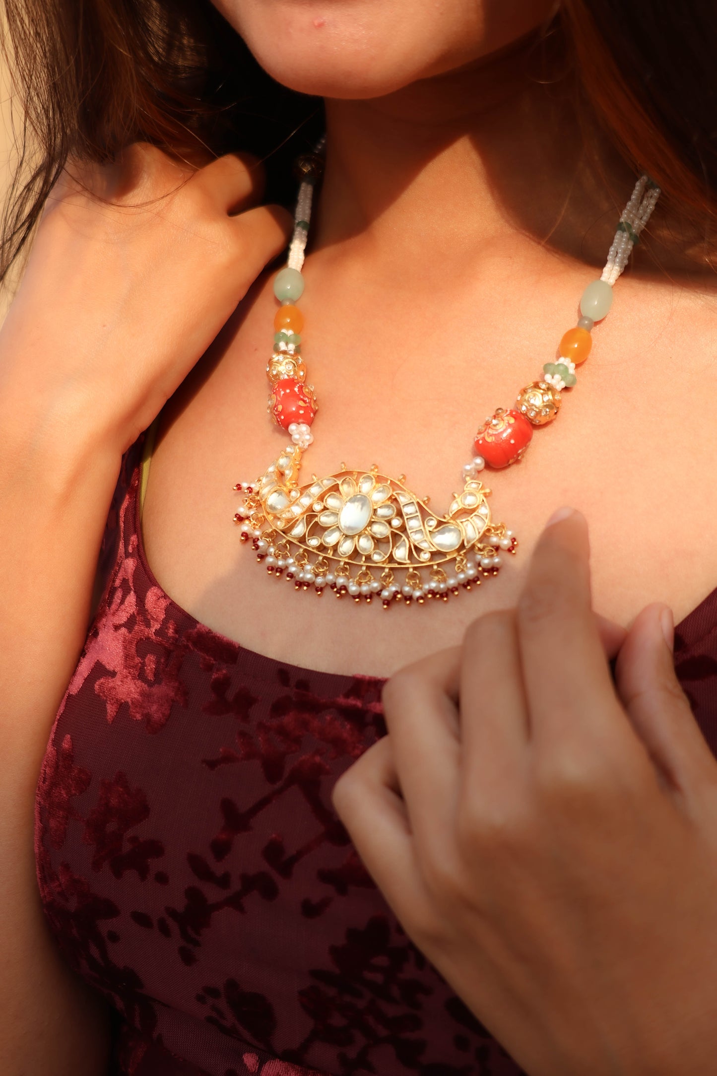Ikdanta Multicolored Kundan Necklace