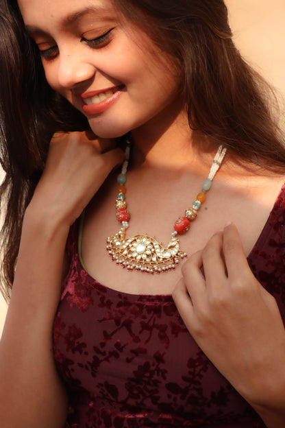 Ikdanta Multicolored Kundan Necklace