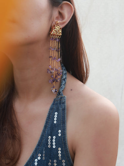 Shefali Purple Dangler Earrings