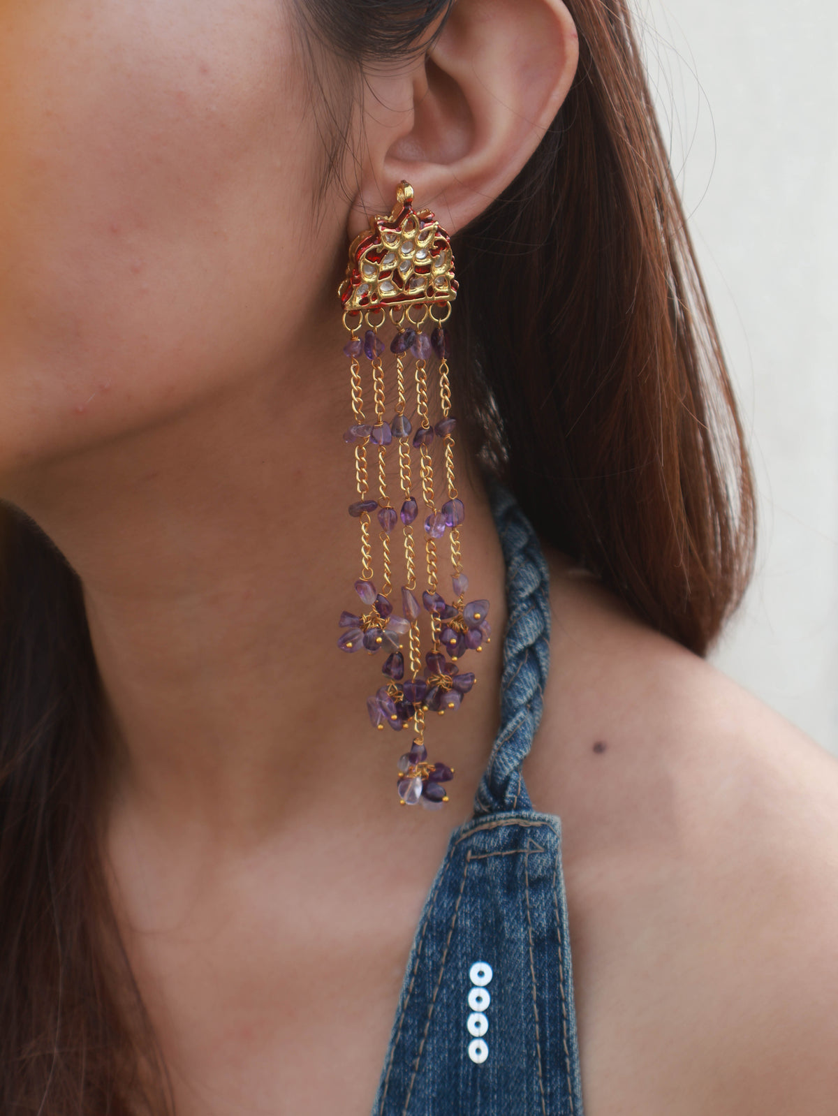 Shefali Purple Dangler Earrings