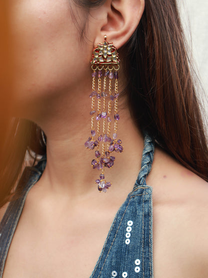 Shefali Purple Dangler Earrings