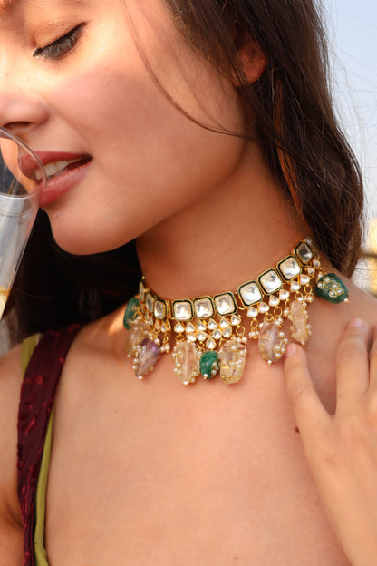 Aster Multicolored Polki Choker Necklace
