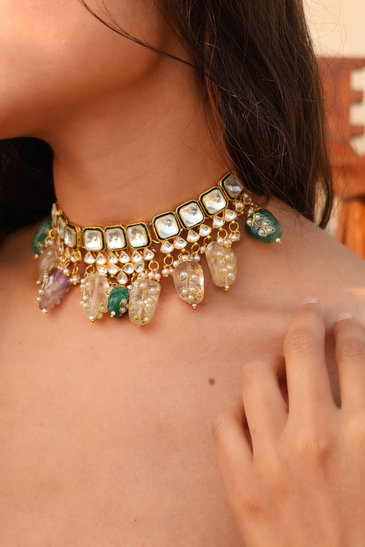 Aster Multicolored Polki Choker Necklace