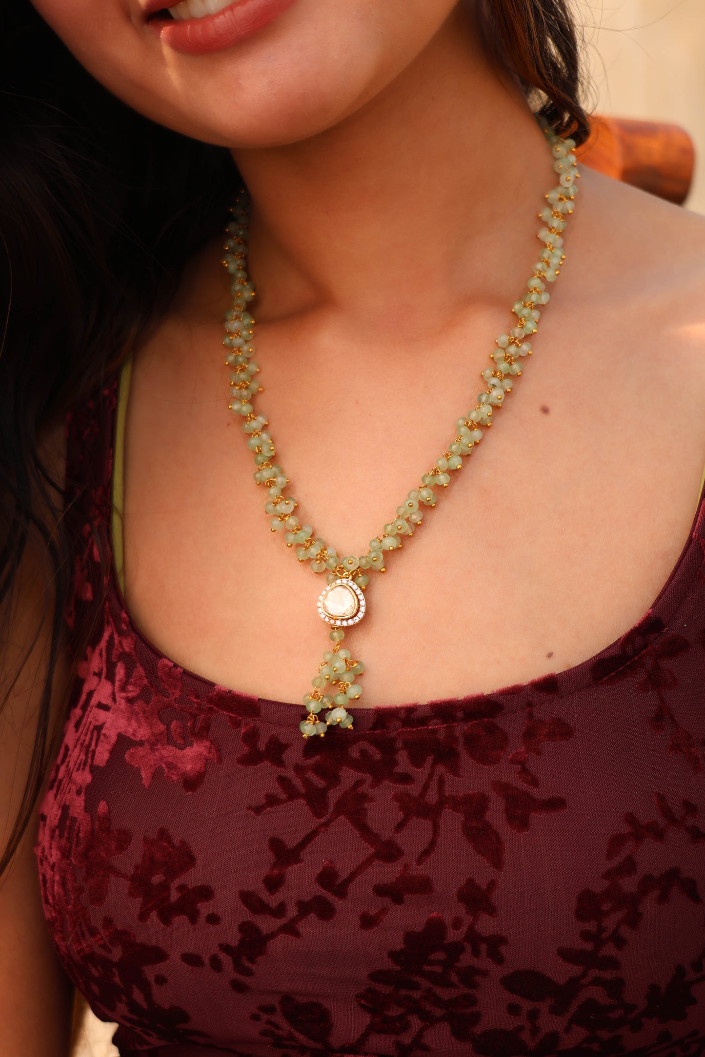 Calla Mint Green Polki Necklace